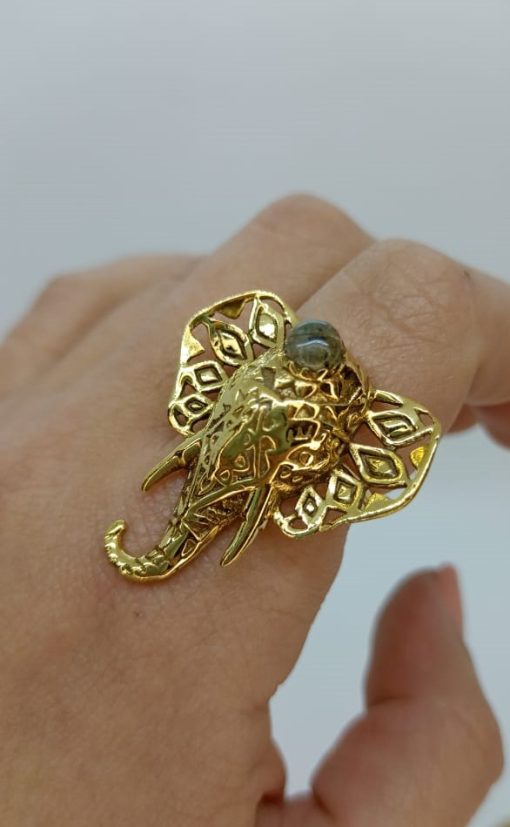 Anillo elefante labradorita