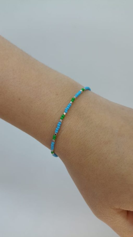 Pulsera celeste-verde